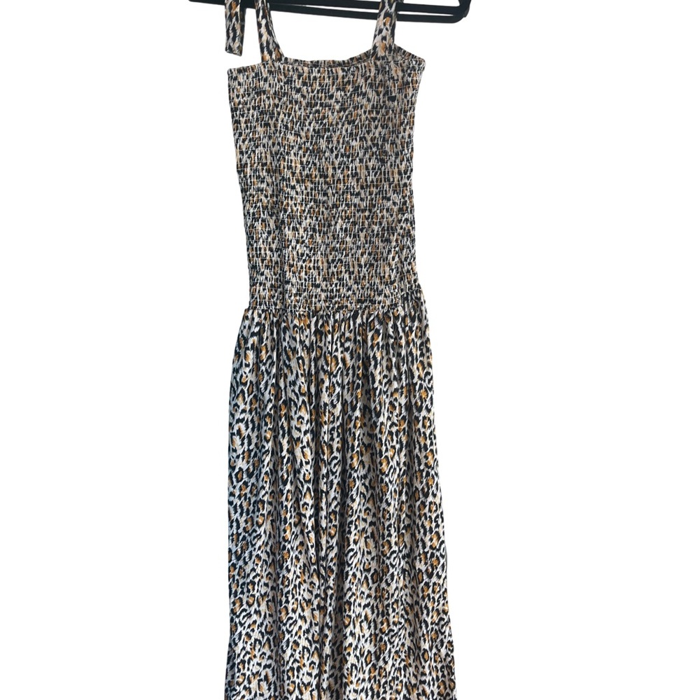 Leopard Print Maxi Sundress Resortwear with Adjustable Tie Straps